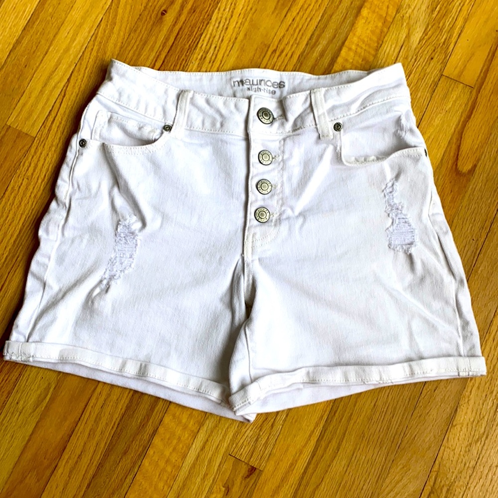 Maurices High Rise White Jean Shorts
